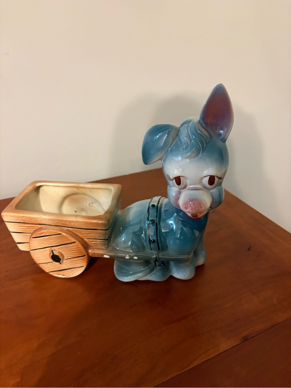 Vintage Ceramic Donkey Cart Planter MCM Kitsch